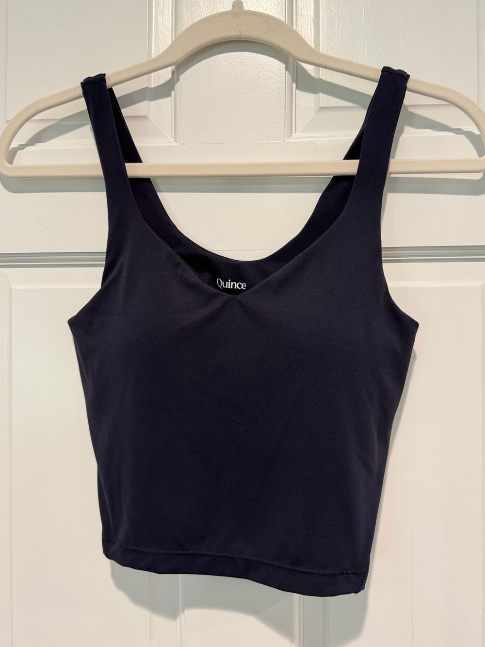 Quince NWOT Set of 2 Ultra-Form V-Neck Cropped Tank Small Deep Navy Forest Green - Picture 2 of 10